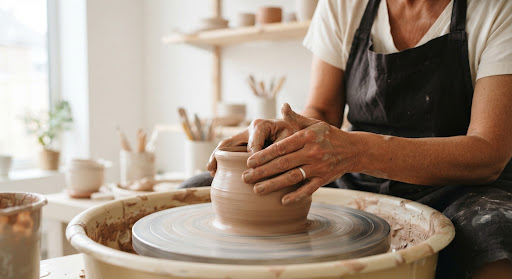 Artisan shaping a piece by hand